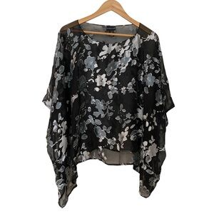 Vintage Citiknits Silk Blend Chiffon Boxy Fit Sheer Floral Blouse